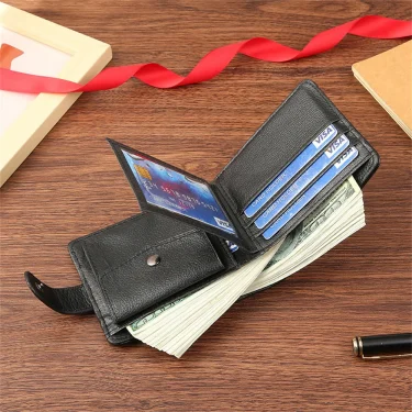 New Men Short Bifold PU Leather Male Hasp Wallet Credit ID Card Holder Men's Wallet Billfold Purse Clutch Men's Purses Money Bag 4