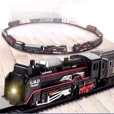 Classical Railway Freight Train Toy Electric Christmas Train Track Set with Light Tracks Model Toys for Kids Gift Children
