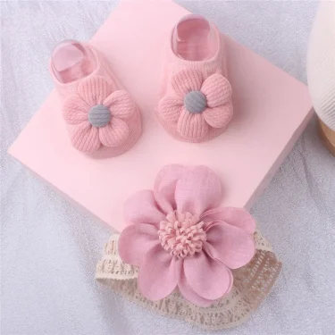 2Pcs/Set Baby Headband Socks Set Lace Flower Newborn Hair Band Floor Socks Photography Props For Baby Girl Hair Accessories 2