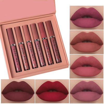 6Pcs Matte Liquid Lipstick Makeup Set, Matte Liquid Long-Lasting Wear Non-Stick Cup Not Fade Waterproof Lip Gloss