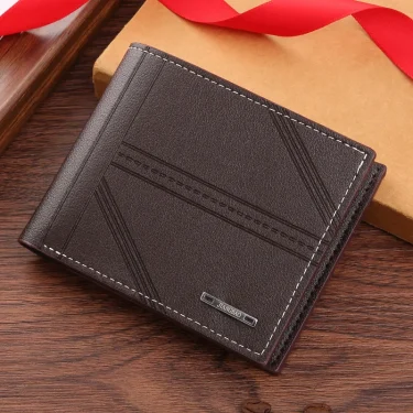 Men's Wallet Mens Short Wallet Youth Fashion Horizontal Soft Leather Business Wallet Credit ID Card Holder Wallet Billfold Purse 5