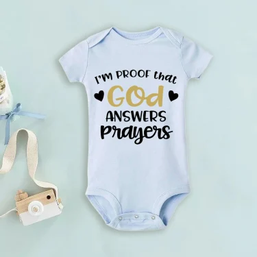 Proof That God Answers Prayers Baby Bodysuit Little Answered Prayer Romper Baby Announcement Bodysuits Newbron Shower Gift 6