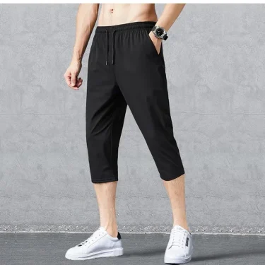 Summer Men's Shorts Breathable Stretched Nylon Ice Silk 3/4 Short Capris Pants Sports Breeches Plus Size Casual Shorts Male 5