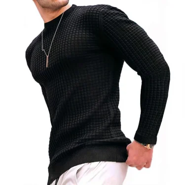 Sweatwear Men's Casual Long Sleeve Basic Knitted Sweater Pullover Male Round Collar Autumn Winter Tops Sweatshirts T-shirt 2