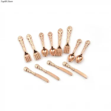 2/4/12Pcs/lot Fork Knife Soup Spoon Tableware Simulation Kitchen Food Furniture Toys 1:12 Dollhouse Miniature Accessories 4