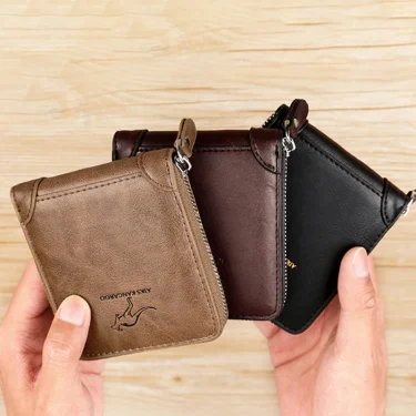 Leather Men’s Wallet Luxury Mens Purse Male Zipper Card Holders with Coin Pocket Rfid Wallets Gifts for Men Money Bag 6