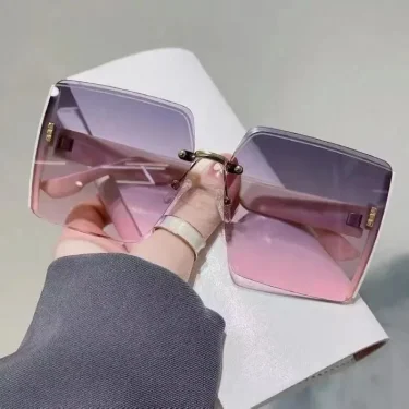 New Vintage Square Sunglasses Woman Classic Retro Gradient Mirror Frameless Sun Glasses Female Fashion Rimless Oculos De Sol 3