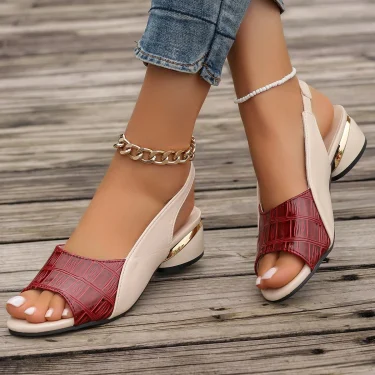 Summer New Fashion Sandals Women Colored Fish Mouth Thick Heels Large Size Back Hollow One Line Women Shoes Sandalias De Mujer 6