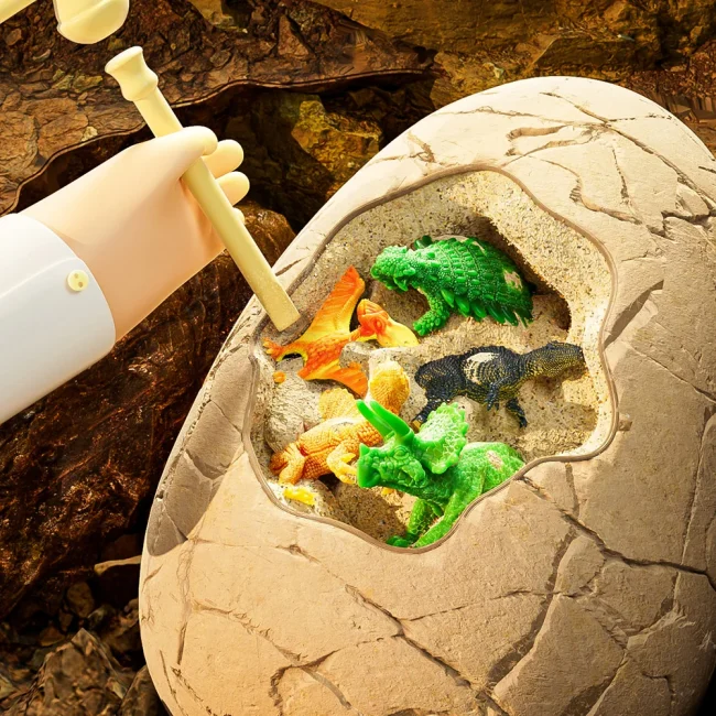 Children archaeology dig dinosaur eggs toy dinosaur fossils Boys and girls diy handmade blind box dig earth dig treasure puzzle 4