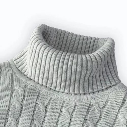 Men's High Neck Sweater Solid Color Pullover Knitted Warm Casual Turtleneck Mens Knitted Sweater