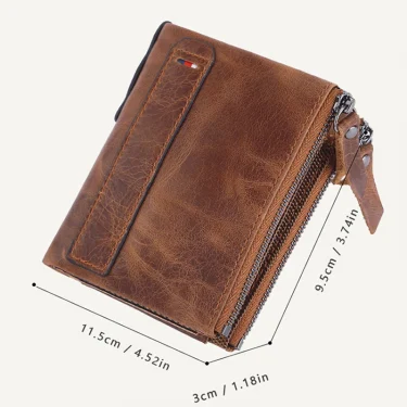 Man Genuine Leather Wallet Luxury Designer Men Purse Card Holder Short Wallets with Zipper Pocket Men’s Money Bag Gift 6