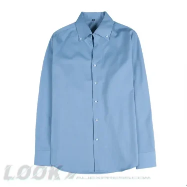 Men's Italian Collar Shirt, Wrinkle-free, Casual, Fashionable, Slim-fit with A Lapel Design, Branded Clothing, Youth, New 4