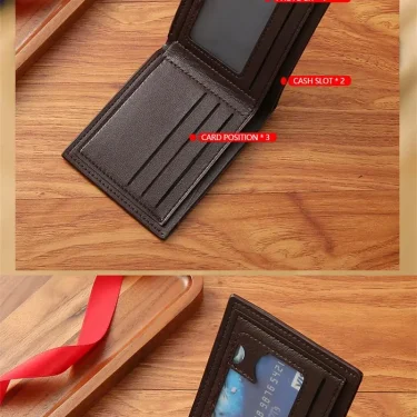 New Brand Men'S Wallet Men'S Short Wallet Youth Fashion Plaid Horizontal Soft Leather Wallet Large Capacity Multi Card Wallet 5