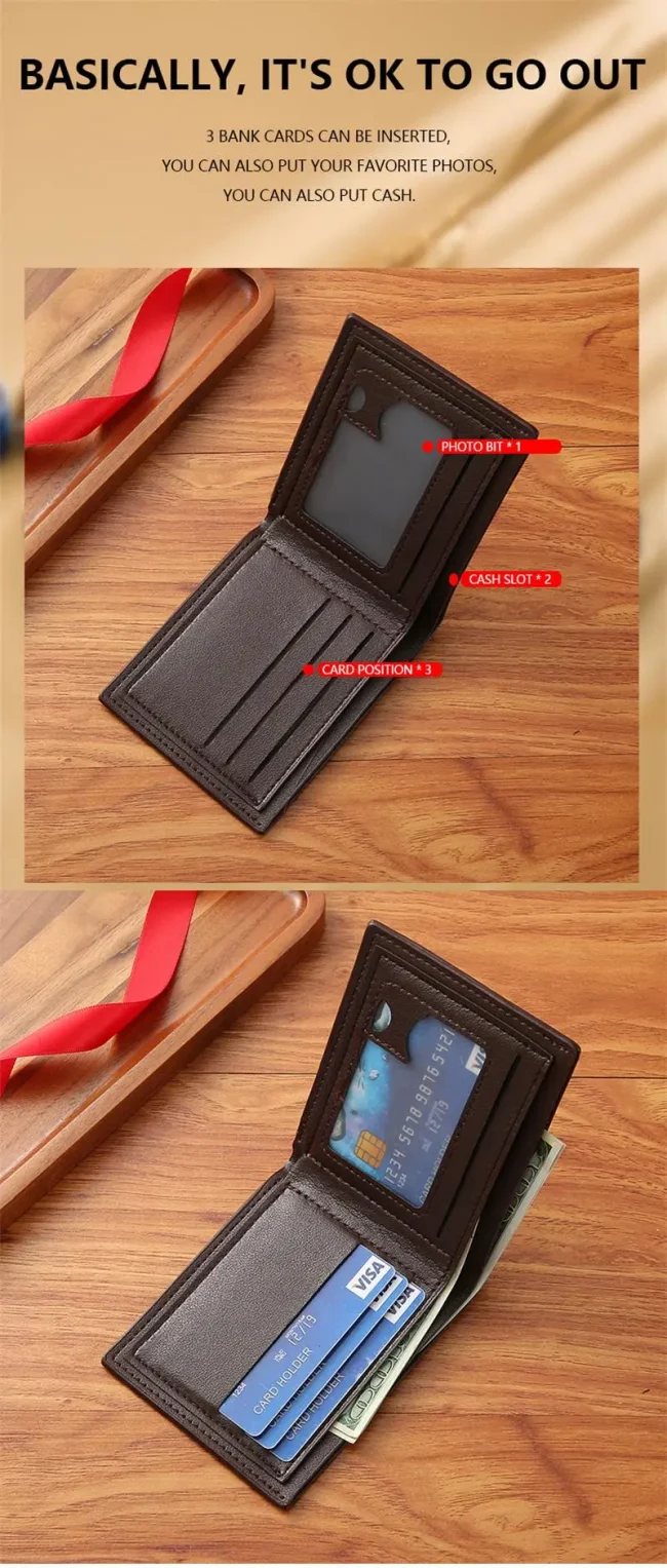 New Brand Men'S Wallet Men'S Short Wallet Youth Fashion Plaid Horizontal Soft Leather Wallet Large Capacity Multi Card Wallet 5