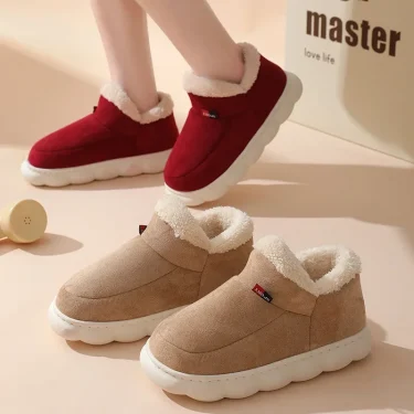 Winter Women Shoes Casual House Shoes For Men Outdoor Warm Cotton Shoes For Women Indoor Plush Padded Slippers Female 6
