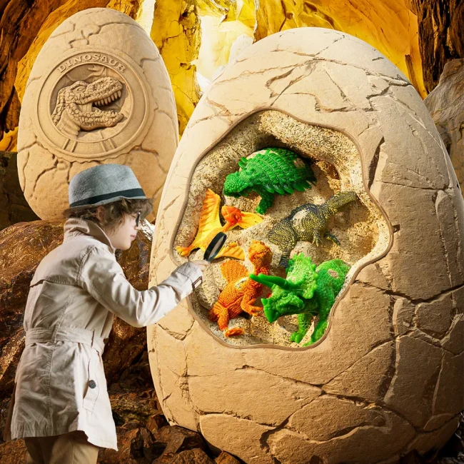 Children archaeology dig dinosaur eggs toy dinosaur fossils Boys and girls diy handmade blind box dig earth dig treasure puzzle 2