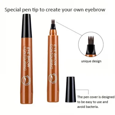 4 Splitted Head Eyebrow Pencil Long Last Smudge Proof Waterproof Sweat Proof High Pigmented Easy Applying Liquid Eyebrow Pencil 4