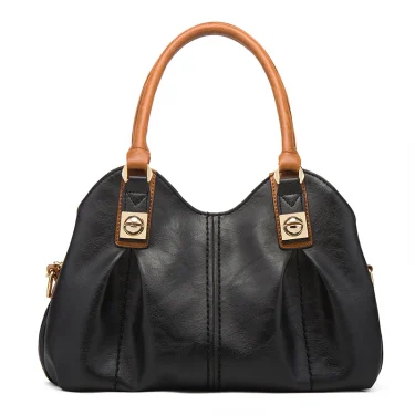 TRAVEASY Retro 4 Pcs Set Women's Bag Ruched Design Hard PU Leather Ladies Handbag Shoulder Bag Purse and Card Bag Set 2