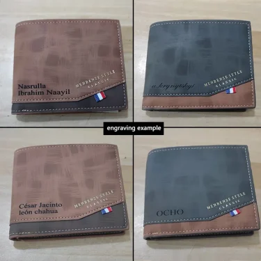 Free Name Engraving Men Wallets Slim Coin Pocket Photo Holder New Short Small Male Wallet Card Holder Frosted Leather Men Purses 5