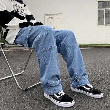 Men Wide Leg Jeans Hip Hop Casual Men's Straight Baggy Denim Pants Streetwear Skateboard Pant Neutral Trousers Plus Size S-5XL 5