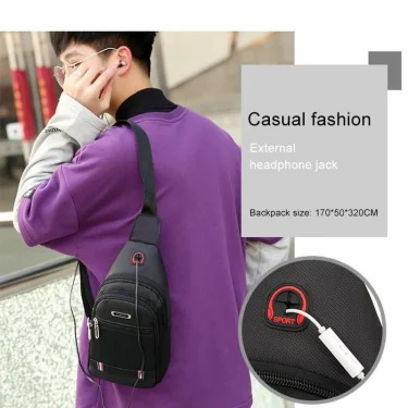 Unisex Canvas Leisure Sports Small Backpack Oxford Cloth One-shoulder Messenger Bag Chest Bag 5