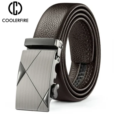 Men Belt Metal Luxury Brand Automatic Buckle Leather High Quality Belts for Men Business Work Casual Strap ZDP001A 4