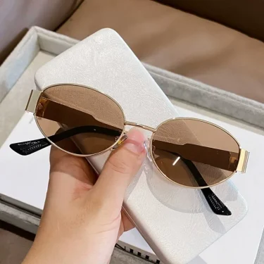 New Oval Frame Sun Protection Sunglasses Retro Travel Wear Simple UV Resistant Glasses Small Frame Eyeglasses 2