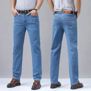 Summer new men's micro elastic straight leg denim pants with shape and skin friendly business men's pants in multiple sizes 3