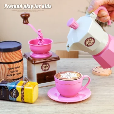 Children Toy Food Tea Set Model Girl Simulation Kitchen Coffee Cake Pretend Play Cutting For Kids Play House Birthday Gifts 5