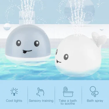 Baby Bath Toys With Light Whale Automatic Sprinkler Bathtub Pool Bathroom Shower Bath Toy for Toddlers Infant Kids Boy Girl Gift 5