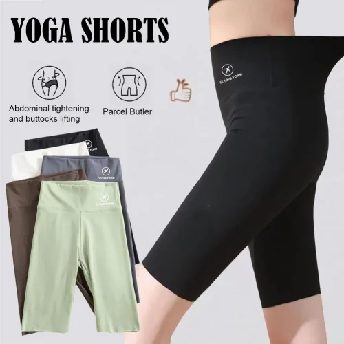 New High Waist Sports Shorts Women Naked Feeling Workout Push Up Leggings Tummy Control Yoga Running Fitness Gym Slim Pants 1