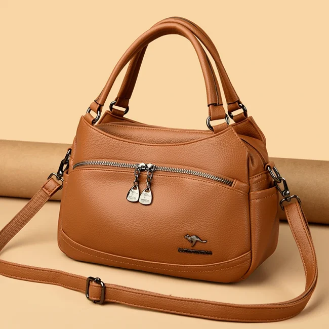 2024 New Multi Layer Large Capacity Women's Tote Bag High Quality Soft Leather Women Handbag Fashion Retro Female Shoulder Bags 4