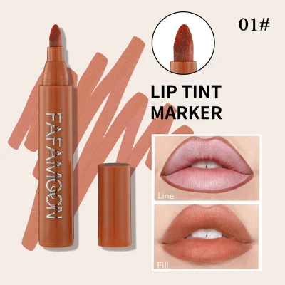 Matte Marker Lipstick Lip Dye Pen Lipliner Cosmetic Hydrating Waterproof Long Lasting Lipstick Lip Liner Contour Pen Makeup Tool 5