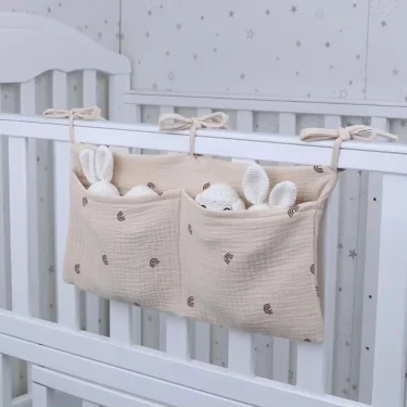 Baby bedside dual-pocket storage bag Portable diaper storage bag Newborn bedside multi-functional storage bag cute 1