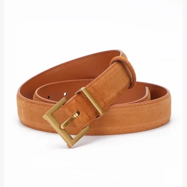 Women Luxury Brand Double Genuine Leather Belt, Casual Cowhide Suede Belts with Square Alloy Buckle for Jeans and Dresses 5