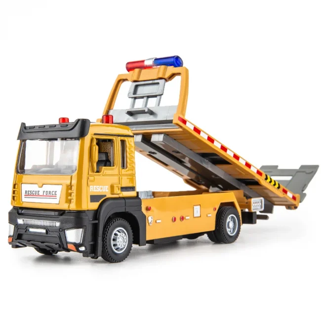 Alloy Truck Model 1/32 Diecast Flatbed Trailer Trucsk with Sound Light Moveble Engineering Car Tractor Toys for Boys Kids Gift 6