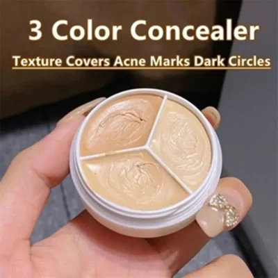 3-Color Concealer Palette Professionally Covers Dark Circles Around Eyes and Face 6