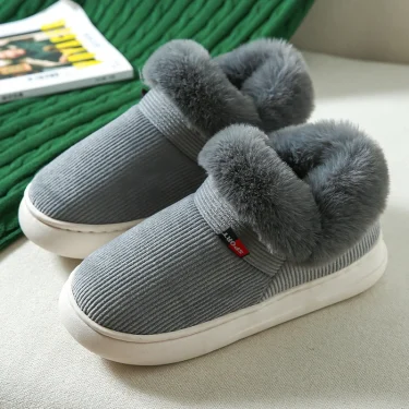 Winter Women Shoes Casual House Shoes For Men Outdoor Warm Cotton Shoes For Women Indoor Plush Padded Slippers Female 5