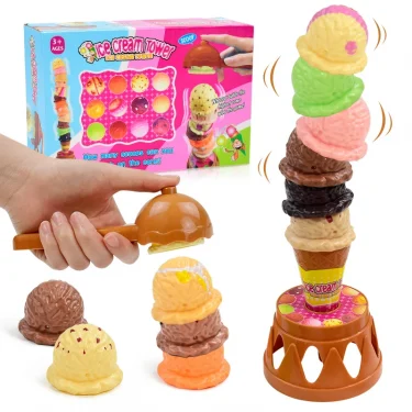 Children's Ice Cream Stacking Games Simulated Food Stack Up Play Kids Kitchen Pretend Play Toy Educational Toys For Gift Box 3