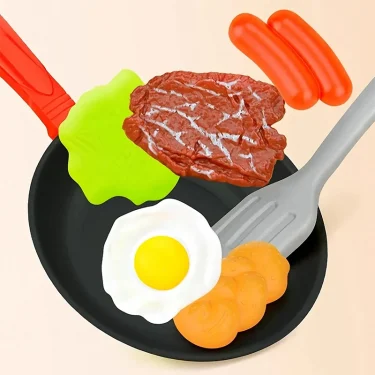 8PCS Children Kitchen Food Toys Simulation Cookware Game Set Pretend Play Pot Steak Vegetable Bread Hot Dog Omelette Kids Gift 4