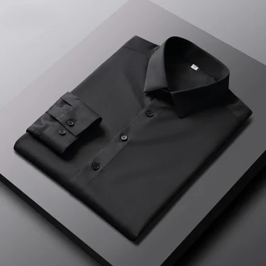 Men's Casual and Fashionable Long Sleeved Solid Color Shirt Non Ironing and Wrinkle Resistant Business Top 5