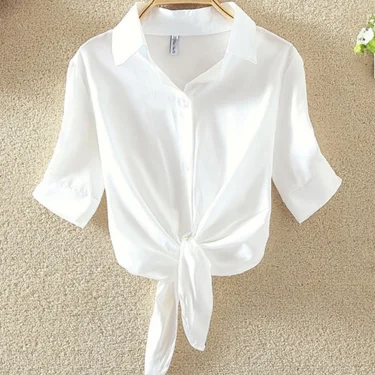 New Womens Tops Fashion Women Summer Chiffon Blouse Short Sleeve Casual Shirt White Ropa Mujer Blusas Feminino 4