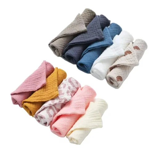 5 Pcs Baby Cotton Square Towel Infant Hand Face Washcloth Handkerchief Muslin Cloth Feeding Bib Burp Cloth Saliva Towel 1