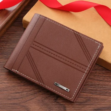 Men's Wallet Mens Short Wallet Youth Fashion Horizontal Soft Leather Business Wallet Credit ID Card Holder Wallet Billfold Purse 6