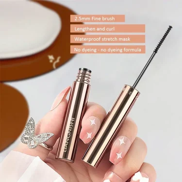 Silk Fiber Matte Mascara Makeup Ultra-Fine Brush Lengthens Eyelashes Waterproof Fast Dry Brown Black Curling Mascara Cosmetic 3