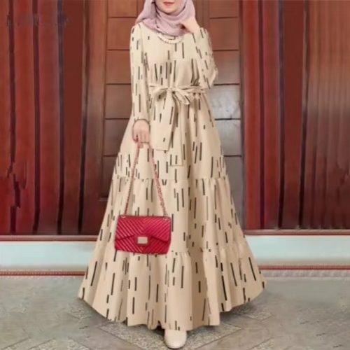 Eid Muslim Abaya for Women Print Dress Jalabiya Lace Up Saudi Arab Long Robe Ramadan Morocco Dubai Abayas Kaftan Islam Vestidos