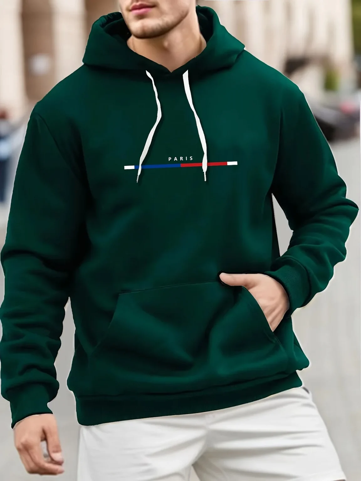 Men's autumn and winter casual fashion loose plus plus size Paris letter printed sports plus fleece hooded sweatshirt jacket 5