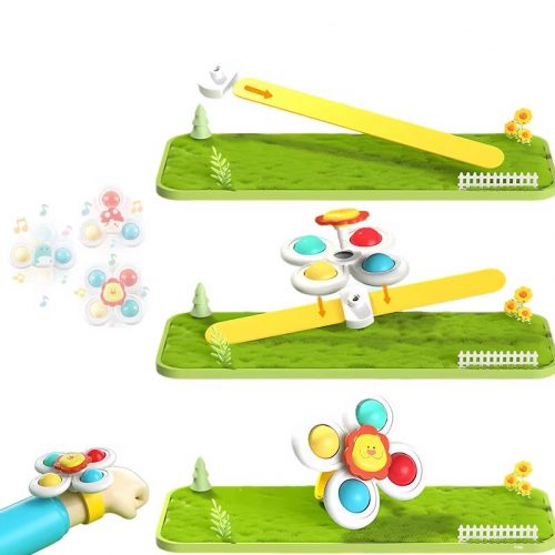 3PC Set Suction Cup Spinning Cartoon Animal Spinner Toys For Kids Window High Chair Tray Bath Table Travel for Children Gift