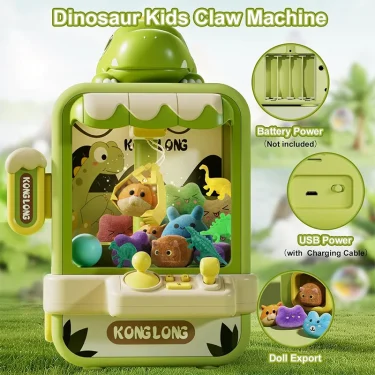 Dinosaur Claw Machine Toys Electronic Arcade Game Adjustable Catch Doll Machine Music Mini Vending Birthday Gift For Kids 5
