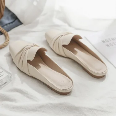 Luxury Woman Mules Summer Close Toe Women Slippers Bowtie Lazy Slides Flat Heel Girl Slippers Korean Outdoor Flip Flops 2